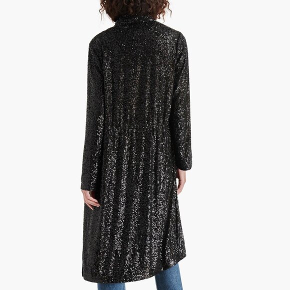 BB DAKOTA Sz M Black Showstopper Sequin Duster - Picture 4 of 12